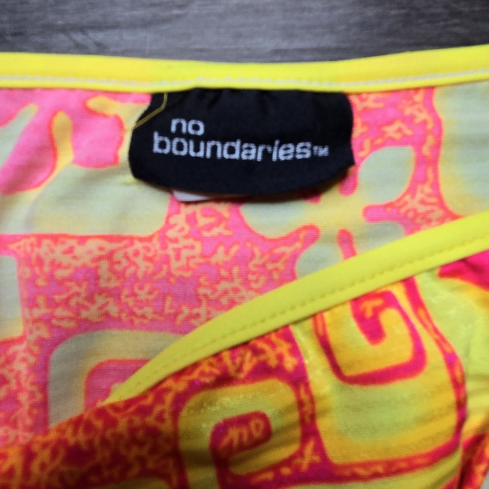 No Boundaries Yellow and Pink Floral Pattern Bikini - Picture 6 of 10